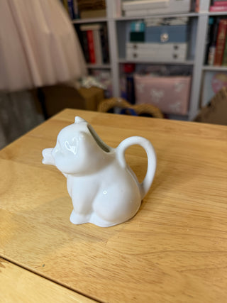Miniature White Cat Creamer / Cream Pitcher
