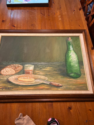 Large Vintage Bread & Wine Oil Painting in Wood Frame Bliss Marketplace 2529 Mercantile Dr Suite C, Rancho Cordova CA Thur - Sunday 10-6