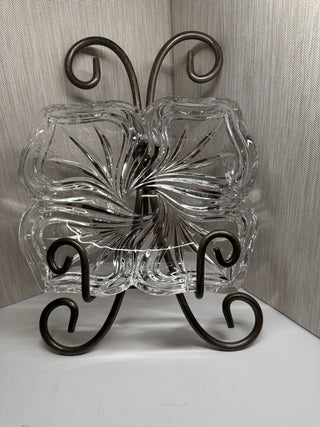 Mikasa Crystal Flores Bowl 8" Swirl Four Leaf Clover Pattern Made in Germany