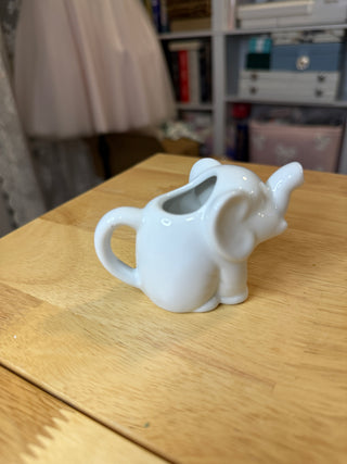 Miniature White Elephant Creamer / Cream Pitcher