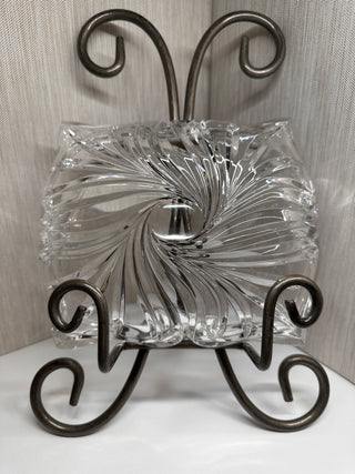 Mikasa Crystal Flores Bowl 8" Swirl Four Leaf Clover Pattern Made in Germany