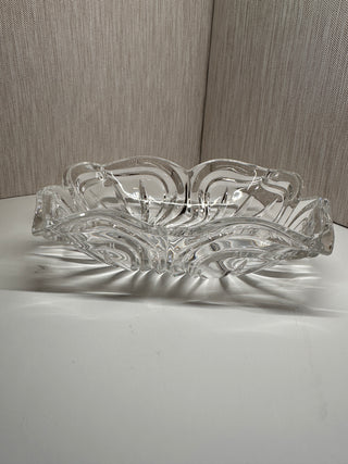 Mikasa Crystal Flores Bowl 8" Swirl Four Leaf Clover Pattern Made in Germany