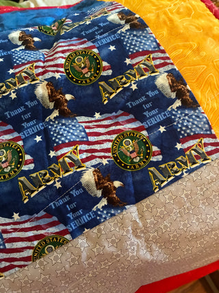 New Handmade US Army Patchwork Quilt - 54” x 54” Patriotic Throw