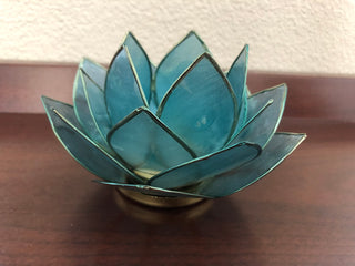 Turquoise Capiz Lotus Candle Holder