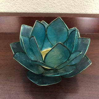 Turquoise Capiz Lotus Candle Holder
