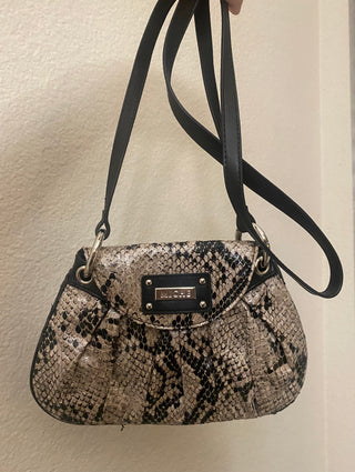 Beige/black snake print Miche purse