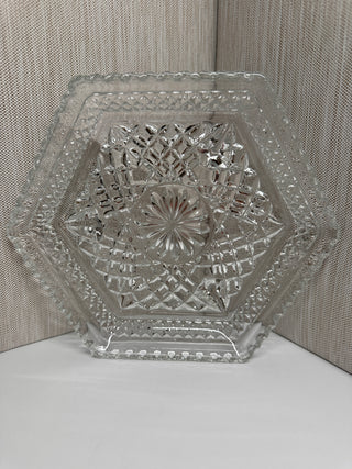 Vintage Anchor Hocking Wexford Hexagonal Glass Serving Dish