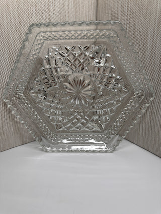 Vintage Anchor Hocking Wexford Hexagonal Glass Serving Dish