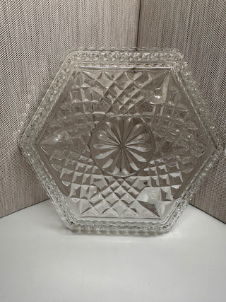 Vintage Anchor Hocking Wexford Hexagonal Glass Serving Dish