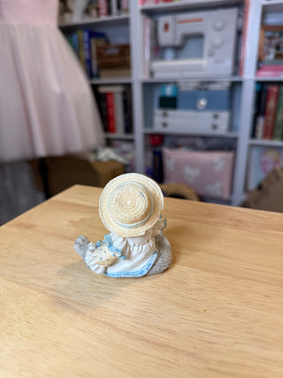 Vintage Calico Critters “Cocoa” Figurine – Cat in Bonnet & Blue Dress
