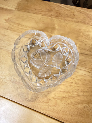 Vintage Clear Glass Heart-Shaped Trinket Bowl