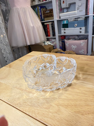 Vintage Clear Glass Heart-Shaped Trinket Bowl