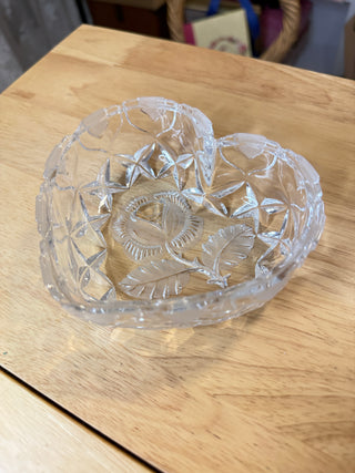 Vintage Clear Glass Heart-Shaped Trinket Bowl