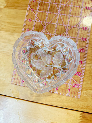 Vintage Clear Glass Heart-Shaped Trinket Bowl