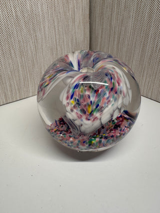 Vintage Prestige Art Glass 2000 Elwood Indiana Handblown Confetti Paperweight