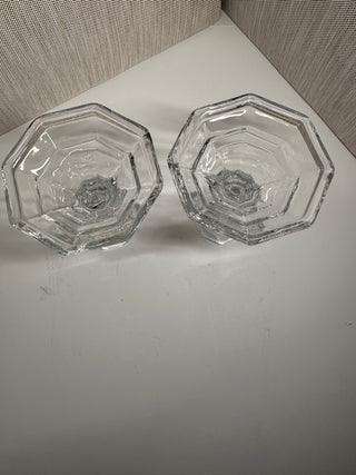 Luminessence Clear Glass Hexagonal Base Taper Candle Holders (Pair)