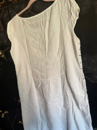Puro Lino 100% Linen White Blue Midi shift dress Made in Italy Large V – Bliss Marketplace Puro Lino 100% Linen White Blue Midi shift dress Made in Italy Large V – Bliss Marketplace