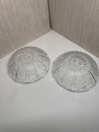 Pair of Vintage Pressed Glass 5" Berry Bowls - Hobstar & Starburst Pattern