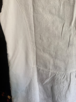 Puro Lino 100% Linen White Blue Midi shift dress Made in Italy Large VV