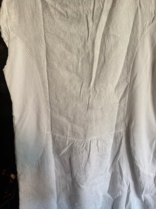 Puro Lino 100% Linen White Blue Midi shift dress Made in Italy Large VV