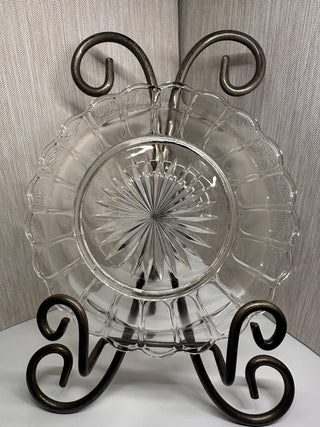 Vintage Anchor Hocking "Old Cafe" Clear Glass Scalloped Serving Bowl (1930s)