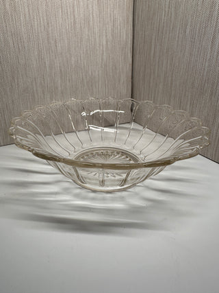 Vintage Anchor Hocking "Old Cafe" Clear Glass Scalloped Serving Bowl (1930s)