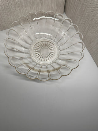 Vintage Anchor Hocking "Old Cafe" Clear Glass Scalloped Serving Bowl (1930s)