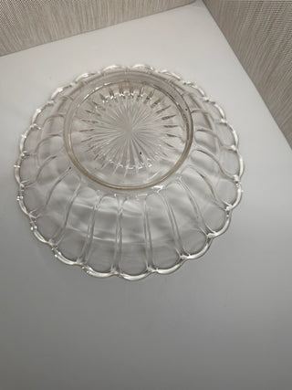 Vintage Anchor Hocking "Old Cafe" Clear Glass Scalloped Serving Bowl (1930s)