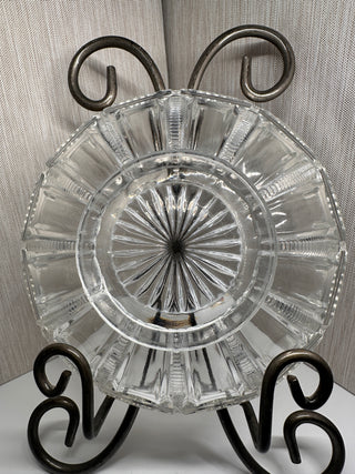 Vintage Bryce Higbee Paris Pattern EAPG Clear Glass Ribbed Scalloped Large Bowl