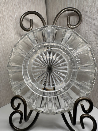 Vintage Bryce Higbee Paris Pattern EAPG Clear Glass Ribbed Scalloped Large Bowl