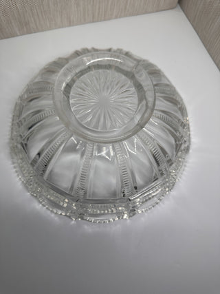 Vintage Bryce Higbee Paris Pattern EAPG Clear Glass Ribbed Scalloped Large Bowl