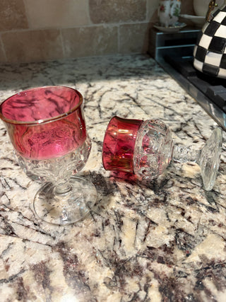 Vintage Tiffan-Franciscan Kings Crown Ruby Goblet 1950s