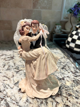 Vintage Bride & Groom Cake Topper & Music Box
