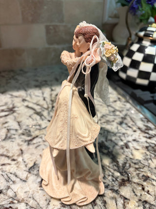 Vintage Bride & Groom Cake Topper & Music Box