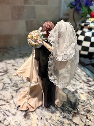 Vintage Bride & Groom Cake Topper & Music Box