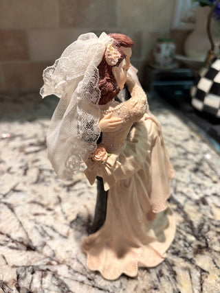 Vintage Bride & Groom Cake Topper & Music Box