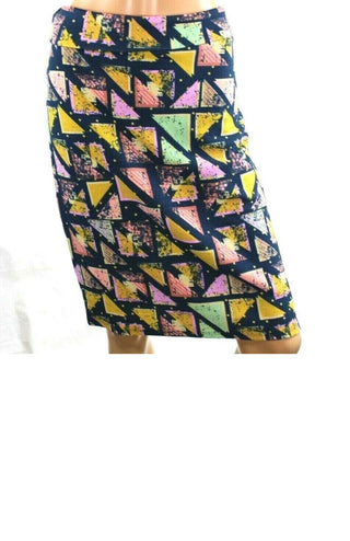 LuLaRoe Cassie Women's Blue Pencil Skirt Geometric Stretch Size XL VVVV