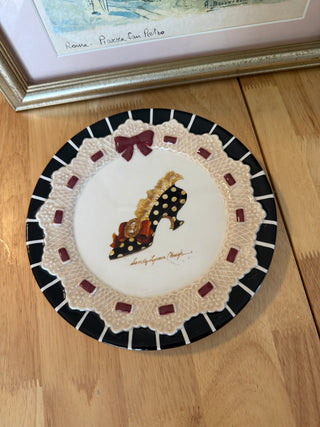 Novelty Shoe Decorative Plate by Sandy's Closet – Black & Cream Decorative Dish