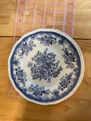 Vintage Blue & White Floral Dessert Plates – Set of 4, 7"