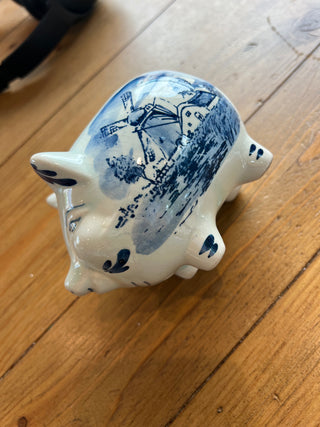 Vintage Delft Blue Pig Bank
