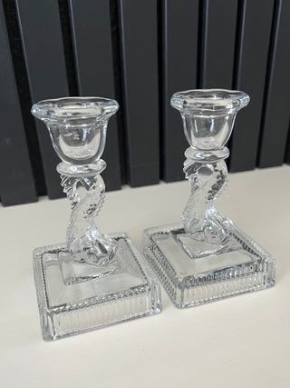 Vintage glass koi fish candle holders set of 2