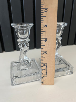 Vintage glass koi fish candle holders set of 2