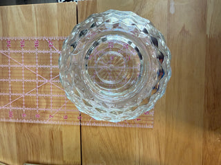 Vintage Glass Fairy Lamp with Dome Lid – Clear Pressed Glass Geometric Pattern – Candle Holder