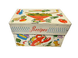 VTG 1960s Ohio Art Metal Recipe Box Tin - Retro Lobster & Salad MCM Kitchen