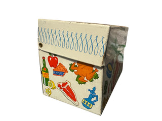 VTG 1960s Ohio Art Metal Recipe Box Tin - Retro Lobster & Salad MCM Kitchen