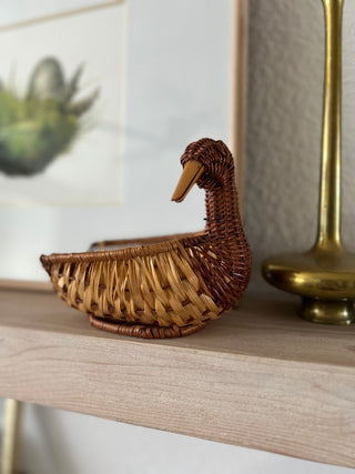 Vintage wicker duck basket