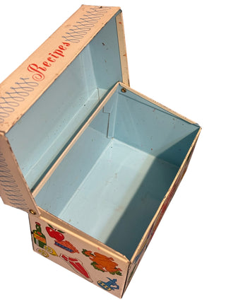 VTG 1960s Ohio Art Metal Recipe Box Tin - Retro Lobster & Salad MCM Kitchen