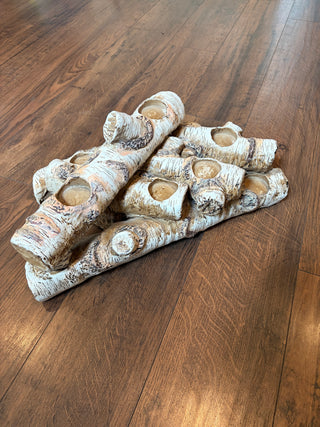 Birch Logs Hearth Candle Holder