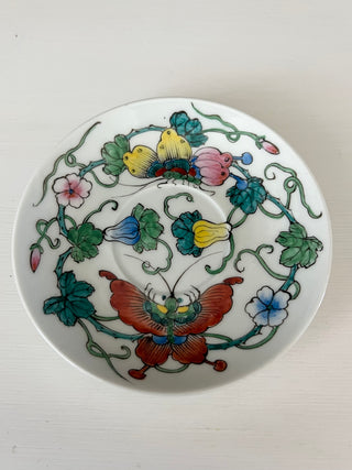 Painted butterfly floral saucer