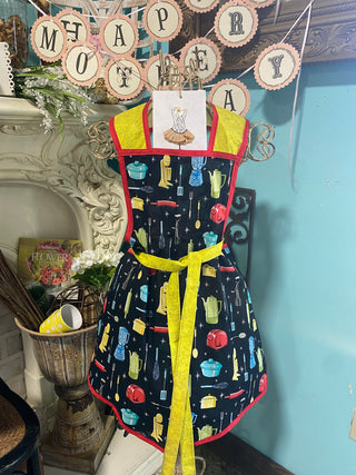 Bright Colored Kitchen Utencil Print Apron Cotton apron, Large/XL